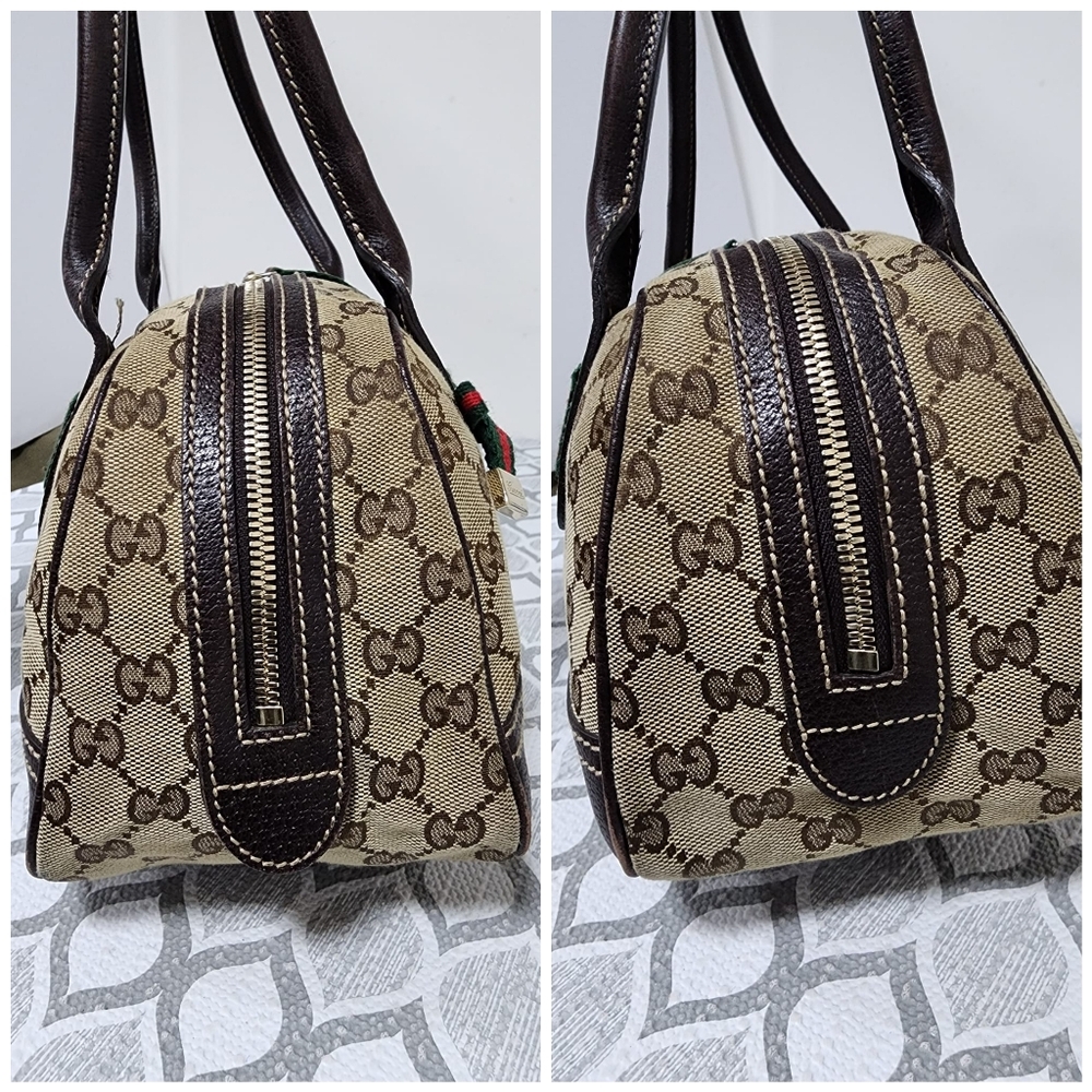 GUCCI Vintage Monogram Small Princy Shoulder Dark Brown/Beige - Picture 7 of 14